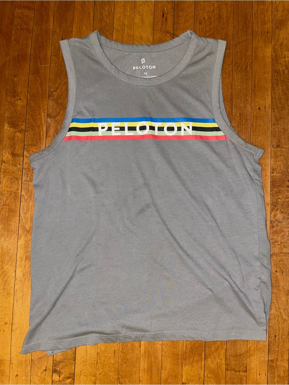 Peloton Gray Tank Top with Multicolor Stripe